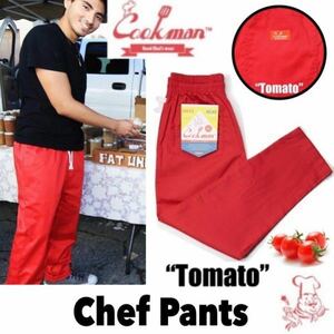 送料0 【COOKMAN】クックマン Chef Pants シェフパンツ Tomato RED 231-21817 -S 男女兼用 イージーパンツ コックパンツ 西海岸 LA 人気