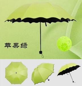  control N2-3* free shipping * wet .. flower ... rain combined use folding umbrella ..UV cut parasol ultra-violet rays prevention light weight yellow green 3*