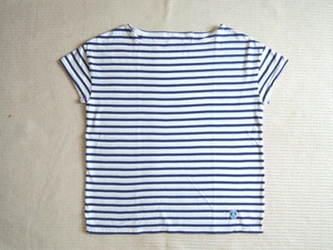 ORCIVALo-si bar border T-shirt cotton white × royal blue / Beams BEAMS