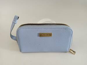 0104-0014　 中古★FURLA フルラ パスケース カードケース コインケース 財布 　薄いブルー