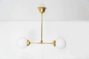 MIDWAY Double Ceiling Lamp /2灯 ブラスシーリングランプ long/スクールハウスランプ/カウンター照明/2灯ペンダントランプ/真鍮/