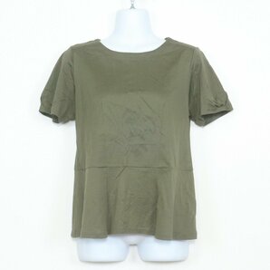 【美品！】HAVE A NICE TRIP ★フェミニンな裾切り替えフレアー！半袖 カットソー M 夏秋物 カーキ系 レターパック可 b5863の画像1