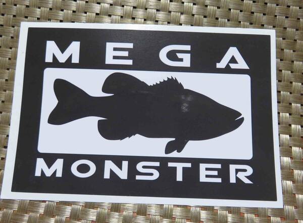 LR黒四角ST◎新品■釣りFISHING　フィッシング　魚　メガモンスター　MEGAMONSTER　ステッカー　シール◆アメリカ　US・アウトドア・DIY◎