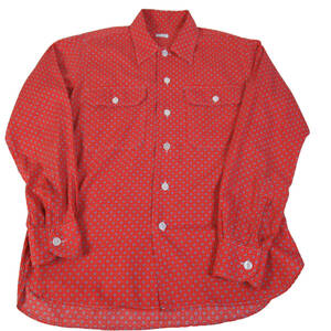 高級 イタリア製 ORIAN オリアン メンズM 長袖シャツ ドット柄 総柄 赤×青×白 綿100 両胸ポケット