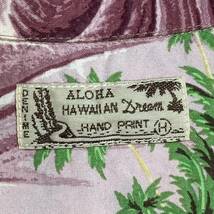 送料無料：DENIME ドゥニーム ALOHA HAWAIIAN Dream 伝統的なハワイアン柄 アロハシャツ サイズL パープル系 2000年頃のビンテージ！！_画像4