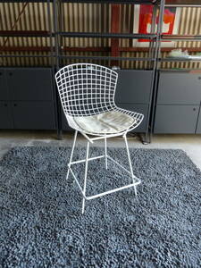 b.lKnoll(no-ru)l1999 year l Harry * belt ial counter high stool / seat pad attaching l Vintage l wire chair l chair 
