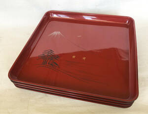 . seat serving tray feather . type Mt Fuji water . shaku 2 size 36cm 4 customer lacquer ware resin made 