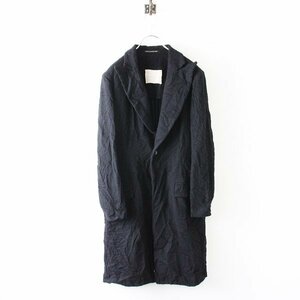 Yohji Yamamoto + NOIR ヨウジ ヤマモト+ ノワール シワ加工 ウール ロングコート 1/ブラック ハオリ 羽織 上着【2400012902947】