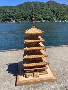★五重塔 完成品 木製 建築模型 法隆寺 サイズ約H62×W33×D33cm★