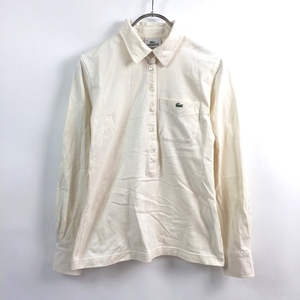 ◆お洒落な逸品◆LACOSTE/ラコステ 長袖 ポロシャツ コットン100％ アイボリー 40 レディース K55 ｃ4341