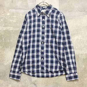 ◆お洒落な逸品◆Abercrombie & Fitch/アバクロンビー＆フィッチ 長袖 シャツ チェック ボタンダウン ブルー系 メンズ L K54 ｃ3838