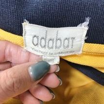 ◆お洒落な逸品◆adabat ポロシャツ 半袖 ロゴマーク コットン100％ イエロー/ネイビー メンズ サイズⅢ K159 ｃ4306_画像4