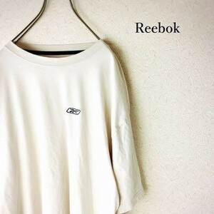 雰囲気抜群◆USモノ 90ｓ 超ビック reebok Tシャツ アイボリー 白 メンズ ビッグサイズ リーボック メンズ　アースカラー 111111