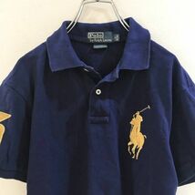 ◆お洒落な逸品◆Polo by Ralph Lauren/ラルフローレン 半袖 ポロシャツ 刺 ネイビー 紺 メンズ M ON1699_画像3