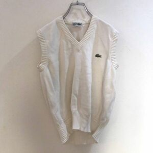 貴重 チャーミーズ ラコステ◆CHEMISE LACOST LACOSTE/ラコステ ラコステ Vネック ニット ベスト ホワイト 白　2 メンズ