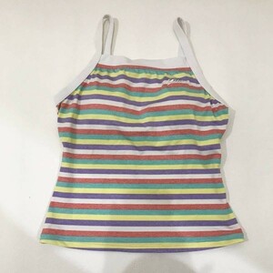 * cleaning settled *FILA/ filler tank top swimsuit border exercise white yellow purple Pink Lady -s11L ON2397