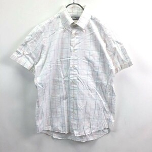 ◆お洒落な逸品◆Maker's Shirt 半袖 シャツ チェック柄 コットン100％ ホワイト 白 メンズ M K125 ｃ3612