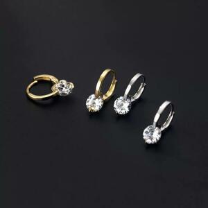 ジルコニアピアス　レディース　シンプル　シルバー925 韓国　綺麗目　２カラー　シルバー　ゴールド　人工ダイヤモンド　新品