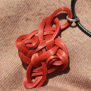  bamboo necklace high class fine art bamboo skill hand made handmade accessory . earth production charm red 