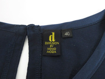 ディフュージョンバイミモモーダ DIFFUSION by MIMO MODA Tシャツ クルーネック リボン 半袖 ネイビー 40 レディース_画像5