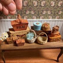 *handmade miniature teddy bear & antique basket set*_画像3