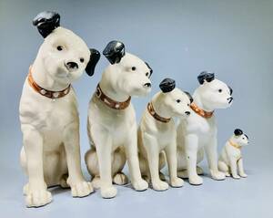ビクター犬 陶器 5個セット ニッパー 陶器 Victor 昭和レトロ 置物 オブジェ インテリア アニマル ドッグ 犬 