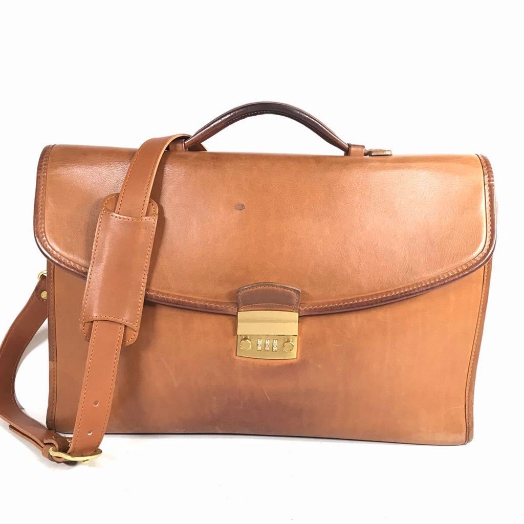 【コーチ】本物 COACH ビジネスバッグ 5358 オールドコーチ 茶 2way ショルダーバッグ ダイヤルロック金具 書類かばん レザー メンズ USA製