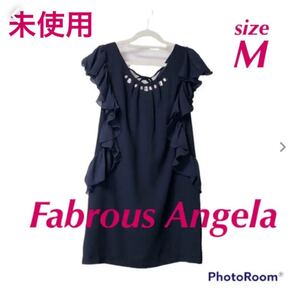 未使用★M★Fabrous Angela★ネイビー★フリル★ワンピース★結婚式