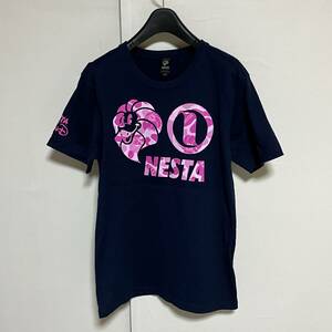 NESTA BRAND ネスタブランド ピンク 迷彩 プリント Tシャツ 紺 L 美品 管理B1381