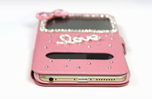 iphone6s ケース iphone6s カバー iPhone6 ケース 4.7 手帳型　保護カバー キラキララインストーン かわいいリボン LOVE 豪華 まどあり_画像7