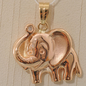 [G77] 750 (K18) Gold mere бриллиант 0.01ct. Elephant дизайн подвеска с цепью б/у товар произведена отделка 