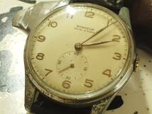 1940年代 　超レア　BONHEUR　やや大型円形デザイン　はめ殺しタイプ　日差も優秀　手巻き　スイス手巻腕時計 稼動品 _画像8