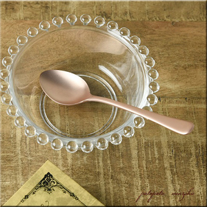  tea spoon . three article retro ere gun te pink gold made in Japan patamin cutlery Cafe spoon black tea desert woman .