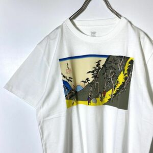 【美品】グラニフ graniph 半袖Tシャツ 東海道五十三次モチーフ 登山 白 Sサイズ 匿名配送