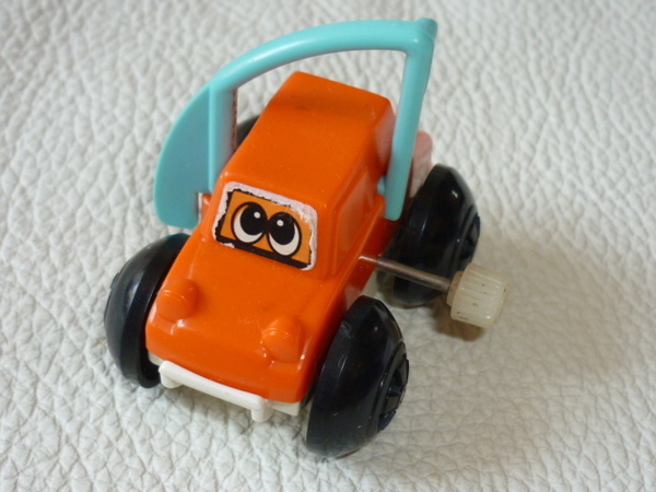 ■希少 美品 1979年製！ＴＯＭＹ（トミー）可愛いオレンジ色の車のゼンマイ仕掛 起き上がりミニカー