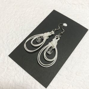 水引ピアス 白 みょうが結び アレルギー対応