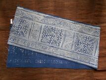 手織麻布100x 22cm no.179　HEMPぬの　ラオスモン族hmong　藍染めはぎれ　ロウケツ染め　batik_画像3