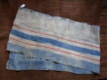 手織麻布100x28 cm no.71　HEMPぬの　ラオスモン族hmong　藍染めはぎれ　ロウケツ染め　batik_画像3