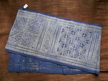 手織麻布100x 28cm no.67　HEMPぬの　ラオスモン族hmong　藍染めはぎれ　ロウケツ染め　batik_画像3