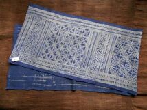 手織麻布100x 28cm no.66　HEMPぬの　ラオスモン族hmong　藍染めはぎれ　ロウケツ染め　batik_画像1
