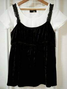  crash velour lace ribbon Ran Jerry manner camisole tunic Ran Cami black L piling put on 