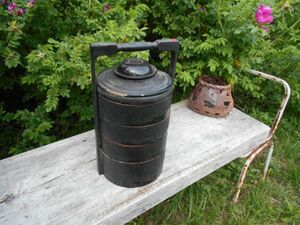 Myanmar Lacqur Myanma Bill ma industrial arts .. lacquer ware other no.32 lunch box plate pot w26d23h45cm old thing Rucker ba gun 