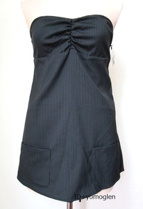  tag equipped bare top cup attaching black pinstripe S tops formal One-piece miniskirt regular price 16590 jpy 