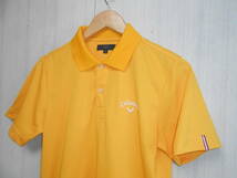 美品Callawayキャロウェイ後ろにロゴ付きワンポイント半袖ポロシャツ黄色M_画像2