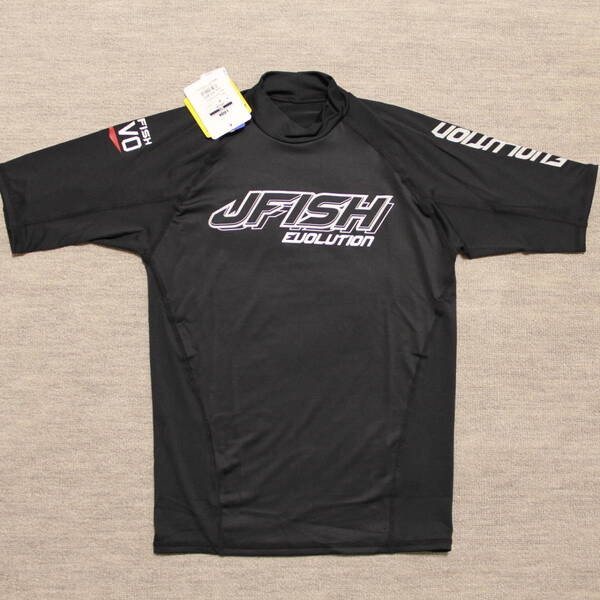 〓J-FISH〓Men'sラッシュガードJRG391 Mサイズ半袖 Black/White EVOLUTION