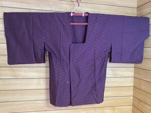 道行きコート　身丈75 化繊　紫　小紋　羽織