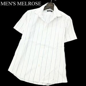 MEN'S MELROSE メンズメルローズ 春夏 半袖★ ストライプ シャツ Sz.4　メンズ 白 カジュアル 日本製　C2T06533_7#A