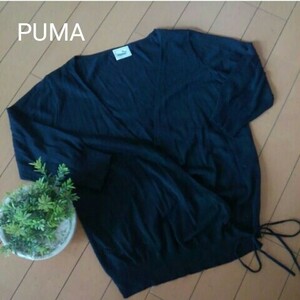 □PUMA/プーマ　薄手　黒　カーディガン　前合わせ　紐タイプ　M ～L　4-7