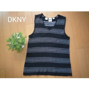 DKNY/ダナ・キャラン　ボーダーニット黒タンクトップ　S（M）4-27