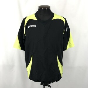 asics★スポーツウェア/半袖Tシャツ【メンズM程度/黒×黄緑/ブラック×イエローグリン】アシックス◆BG630